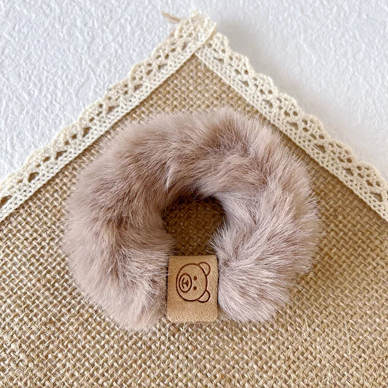 Autumn and Winter Plush Cute Bear Towel Ring Hair Tie Korean Style Hair Accessories Headband Thick High Elastic Hair Rope