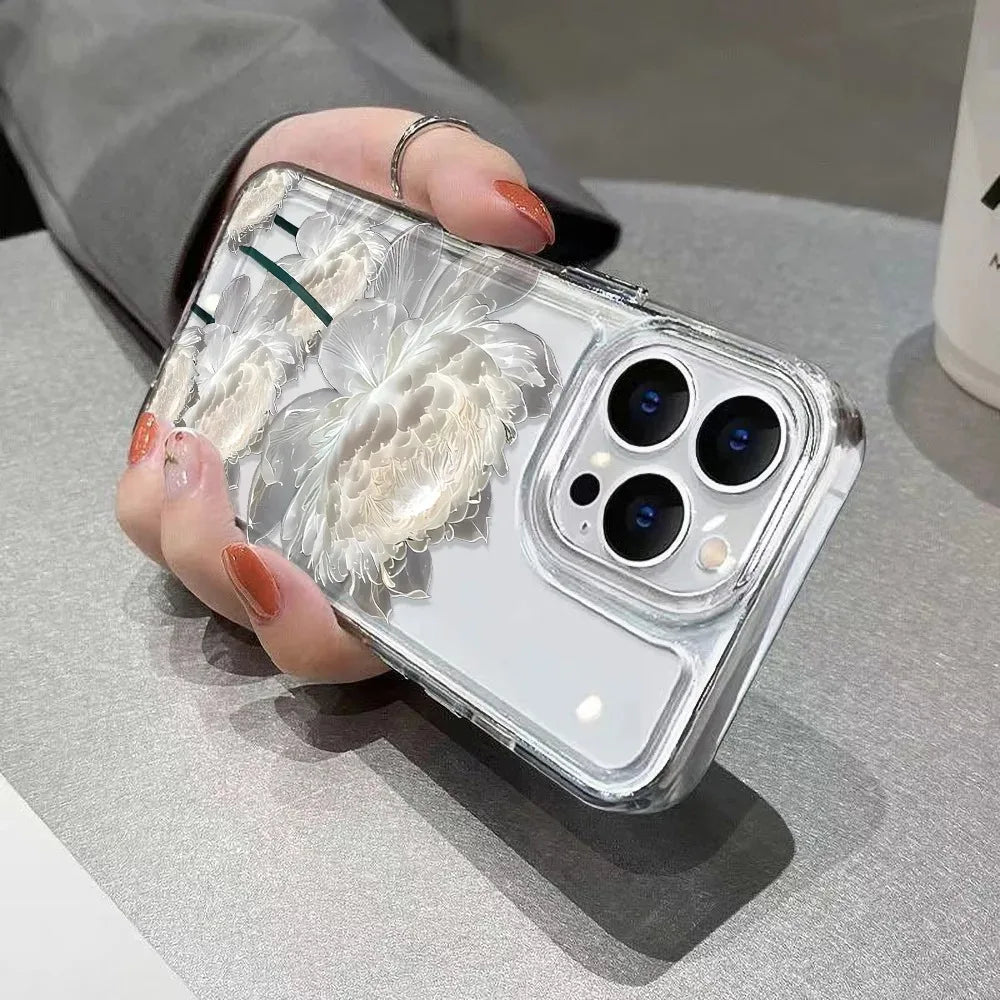 Lotus Flower Shockproof Phone Case For iPhone 15 Pro Case iPhone 13 11 16 12 14 Pro Max XR 16e XS 8 7 Plus SE Transparent Cover