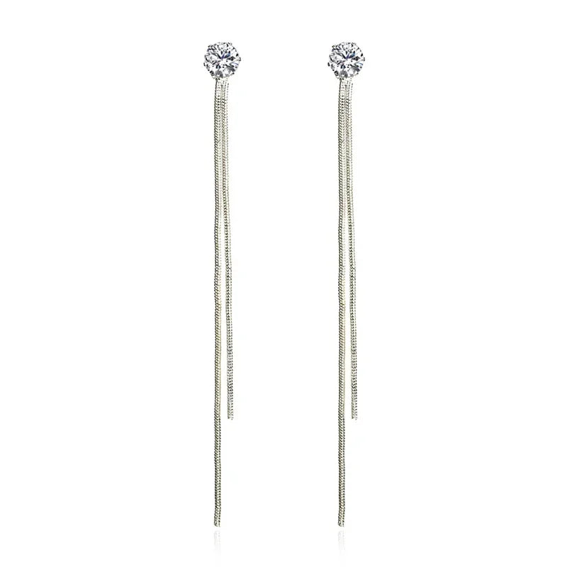 Fashion Crystal Long Tassel Dangle Earrings for Women Elegant Temperament Drop Earing Trend Jewelry Gift Multiple wearing method