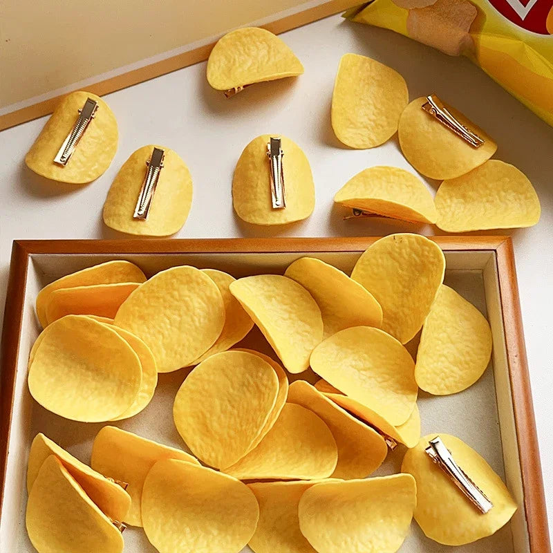 1PC Funny Simulated Potato Chip Hairpin Hair Clips For Girls Hair Cute Creative And Funny Hair Accessories For Students