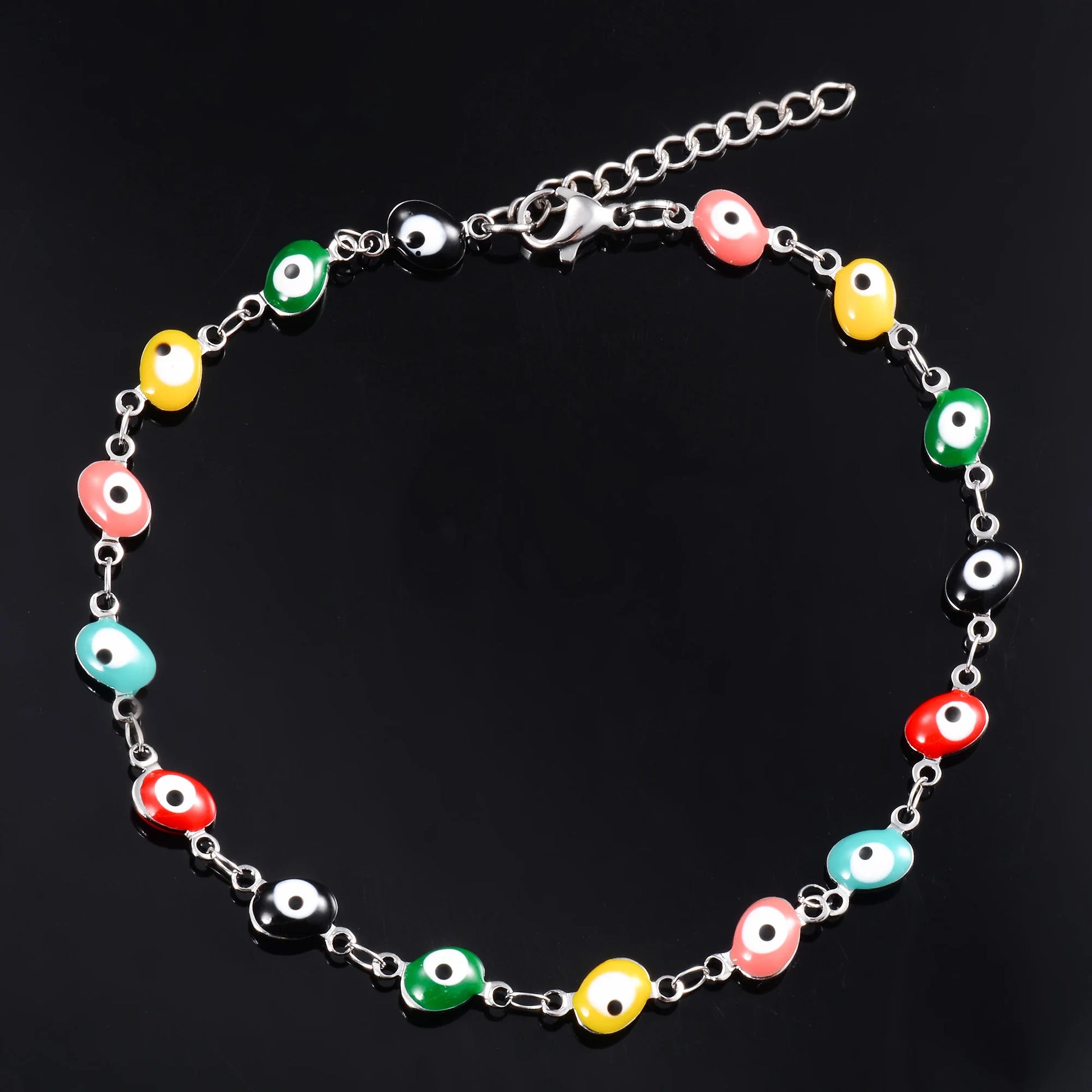 6mm Wide Egg Evil Turkey Eye Chain Stainless Steel Bracelet for Women Girl Ankle Anklet Summer Jewelry Accessories for Hand Foot