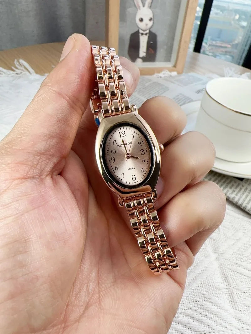 Brand Oval Watches for Women Ladies Gold Steel Strap Quartz Watch Simple and Fashionable Quartz Wristwatches Dropshipping