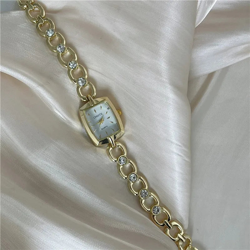 Fashion Women Quartz Watches Rhinestone Studded Bracelet Watch Square Dial Luxury Ladies Watch Gift Dropshipping Clock Relojes