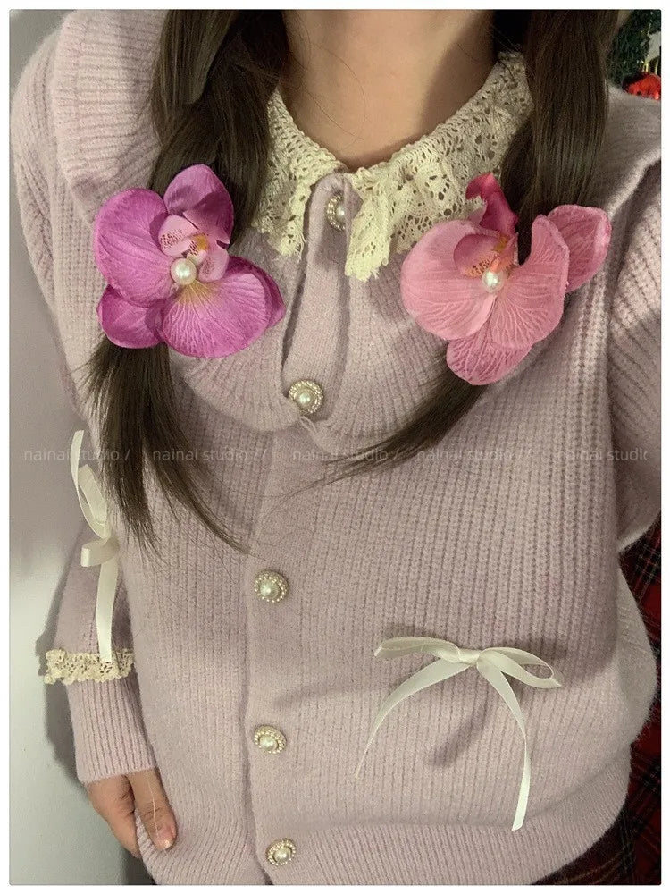 Phalaenopsis Pearl Hair Clip Flower Hairpin Orchid Butterfly Hairs Clip Hair Accessories Hair Styling Tools Bow Flower