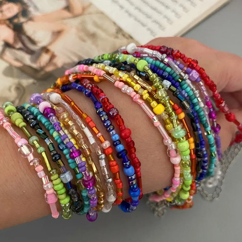 1 pc Irregualr Glasses Beads Choker Necklace for Women Fashion Trendy Popular Short Neck Jewelry Colorful Necklace  Wholesale