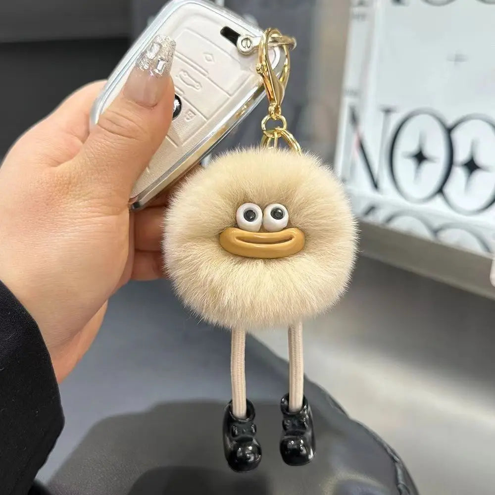 Cute Big Eyes Plush Toys Keychain Cartoon Briquettes Keychain Briquettes Car Keychain Pendant Korean Plush School Bag Pendant