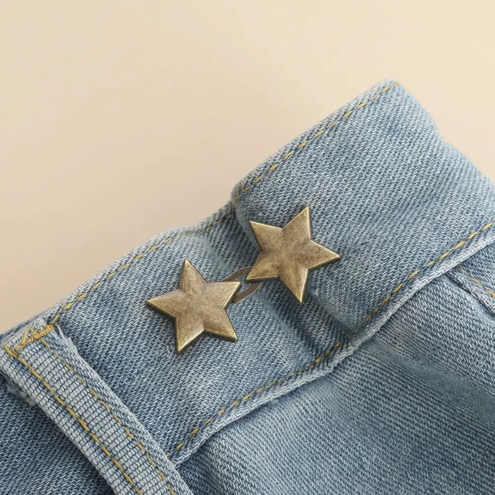 1Pcs Star Adjustable Pants Fastener Clips for Pants Pin Retractable Waist Button Loose Button for Jeans Perfect Fit Reduce Waist
