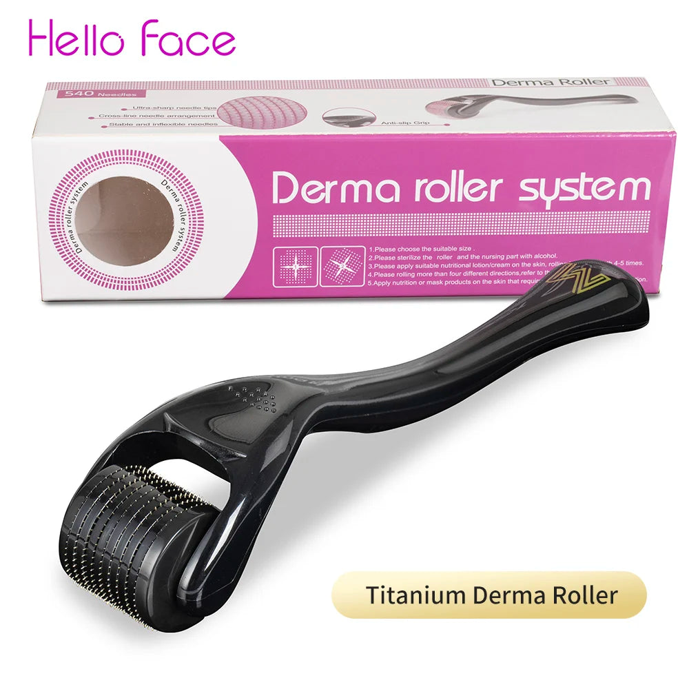 Micro Needle 0.25mm 540 Titanium Needles Derma Roller for Facial Body Hair Growth for Skin Care Beard Face Roll Tool