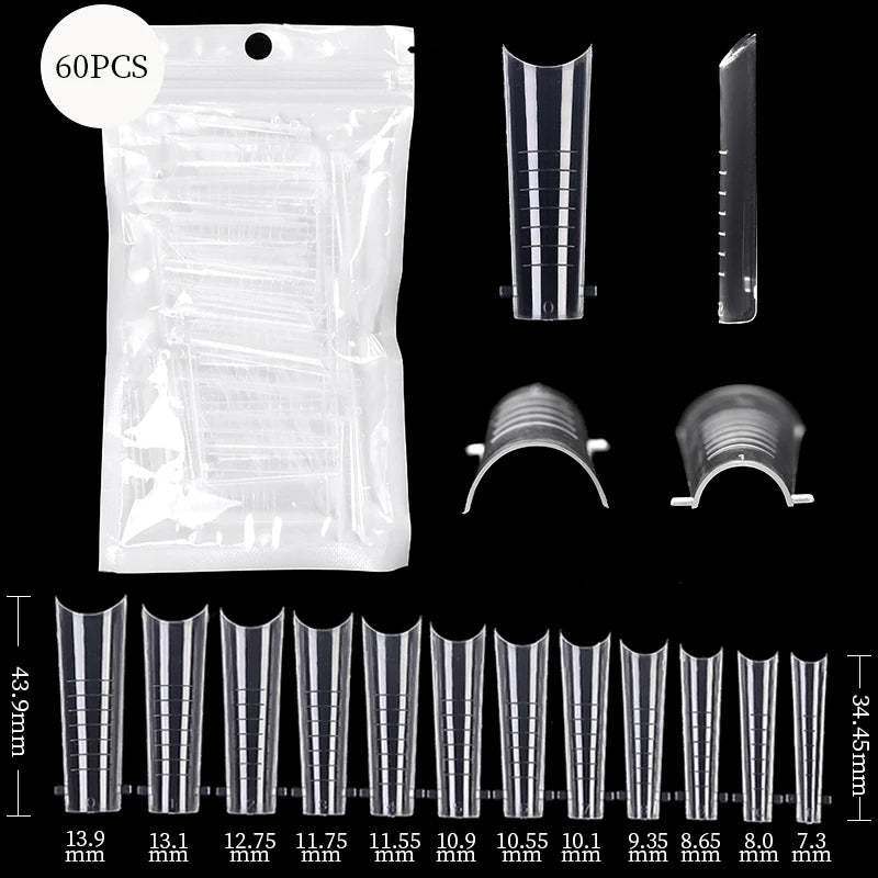 False Nail Tips Extension System Full Cover Sculpted Coffin False Fake Nail Tips DIY Practice Manicure Tools Quick Building Mold