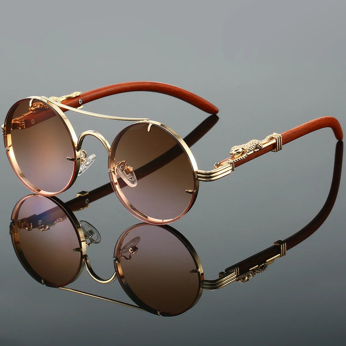 Retro Round Metal Sunglasses Fashion Pilot Gradient Driving Men's Shades Women Vintage Trendy Brand Design Sun Glasses