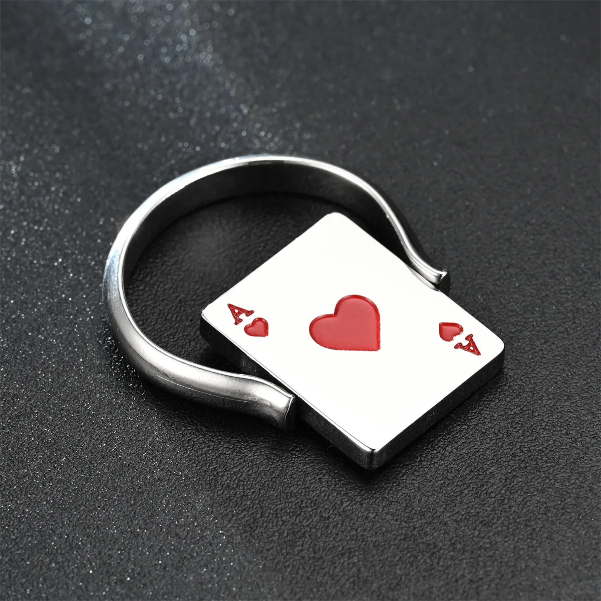 Hiphop Titanium Steel Ring For Men Women Reversible Poker Ace Of Spades Oil Drop Ring Jewelry Double-sided Spinner Finger Ring