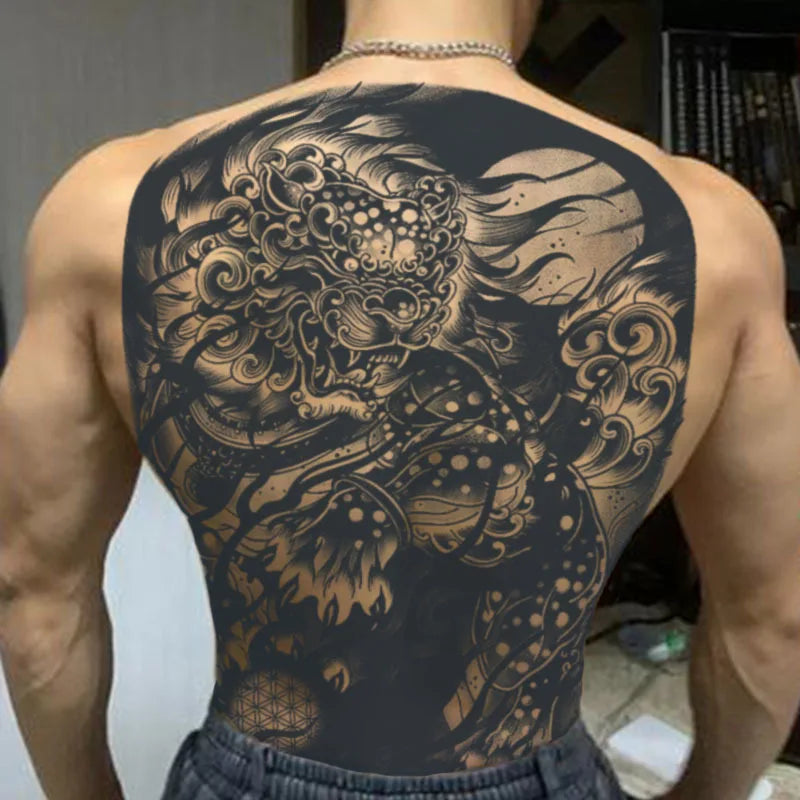 Angel Wings God Tattoo Stickers Realistic Juice Ink Semi Permanent Full Back Body Tattoo Temporary Lasting 2 Weeks Men Adult