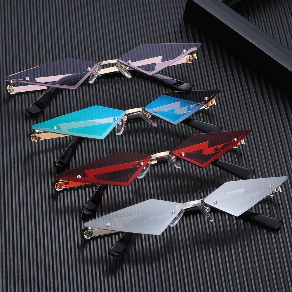 Luxury Fashion Narrow Sunglasses Irregular Diamond Cutting Sunglasses Personality Street Shoot Sun Glasses Female Eyewear UV400