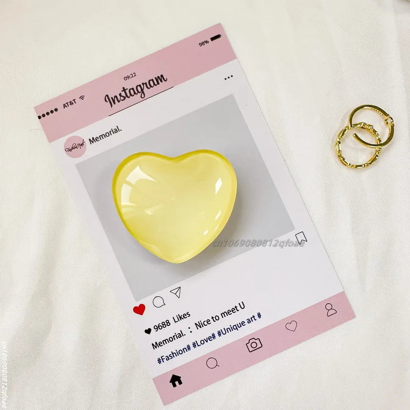 Heart Shape 3D Crystal Foldable Finger Ring Griptok Phone Holder for IPhone Samsung Support Socket Pocket Grip Tok Stand Bracket