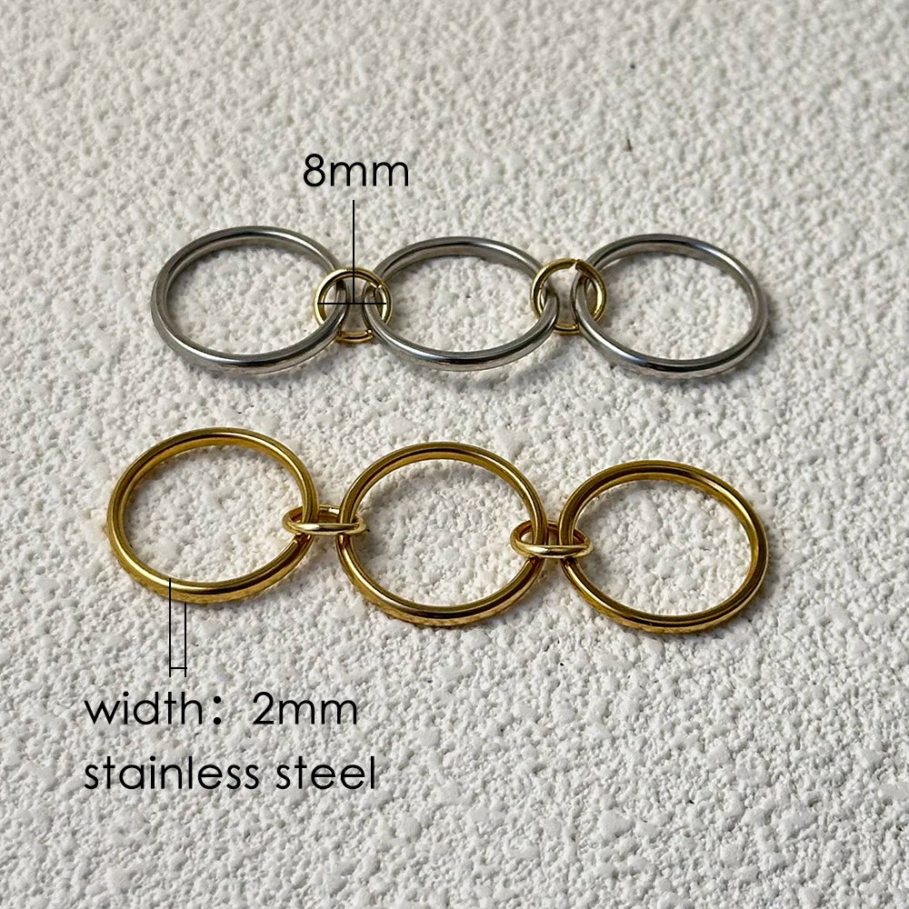 Minimalist INS Interlocking Stacking Rings For Women Silver Color Link Chain Spinelli Ring Stack Set Party Finger Jewelry Trend