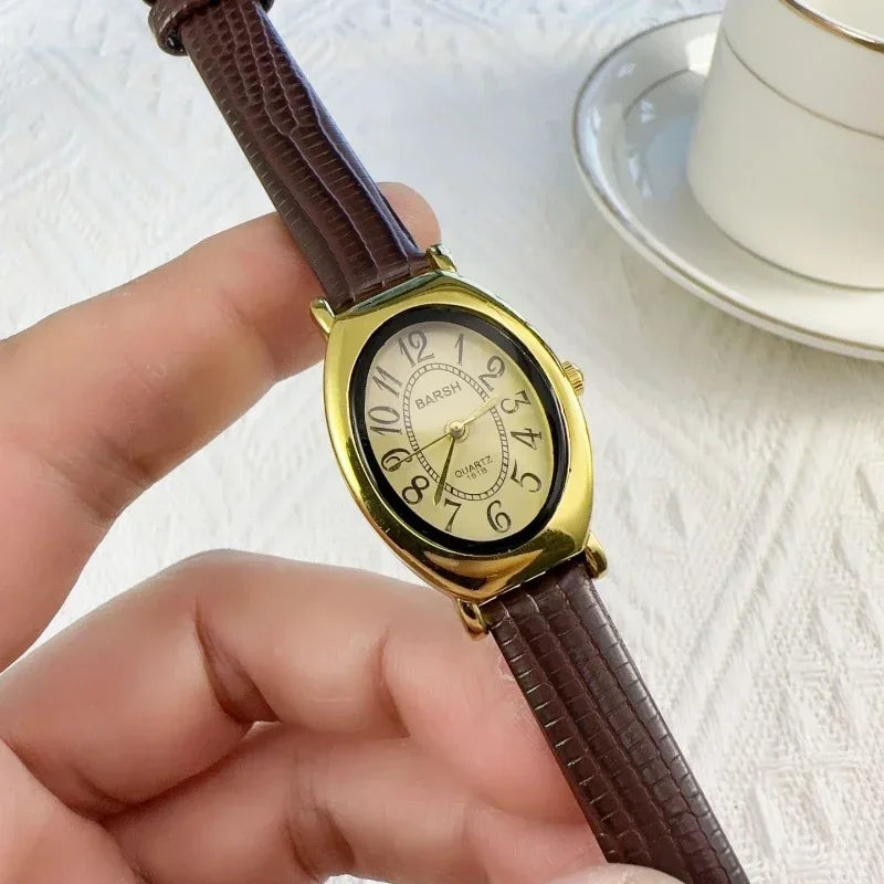 Fashion Oval Dial Women Watches Luxury Leather Strap Retro Ladies Quartz Watch Dropshipping Reloj De Mujer 시계 여성