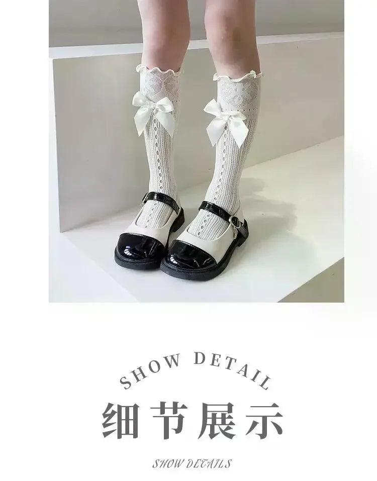 Baby Spring Summer Thin Lolita Sock Bowknot Stockings Girl Long Socks School Uniform Princess Calf Socks Kids Knee High Stocking
