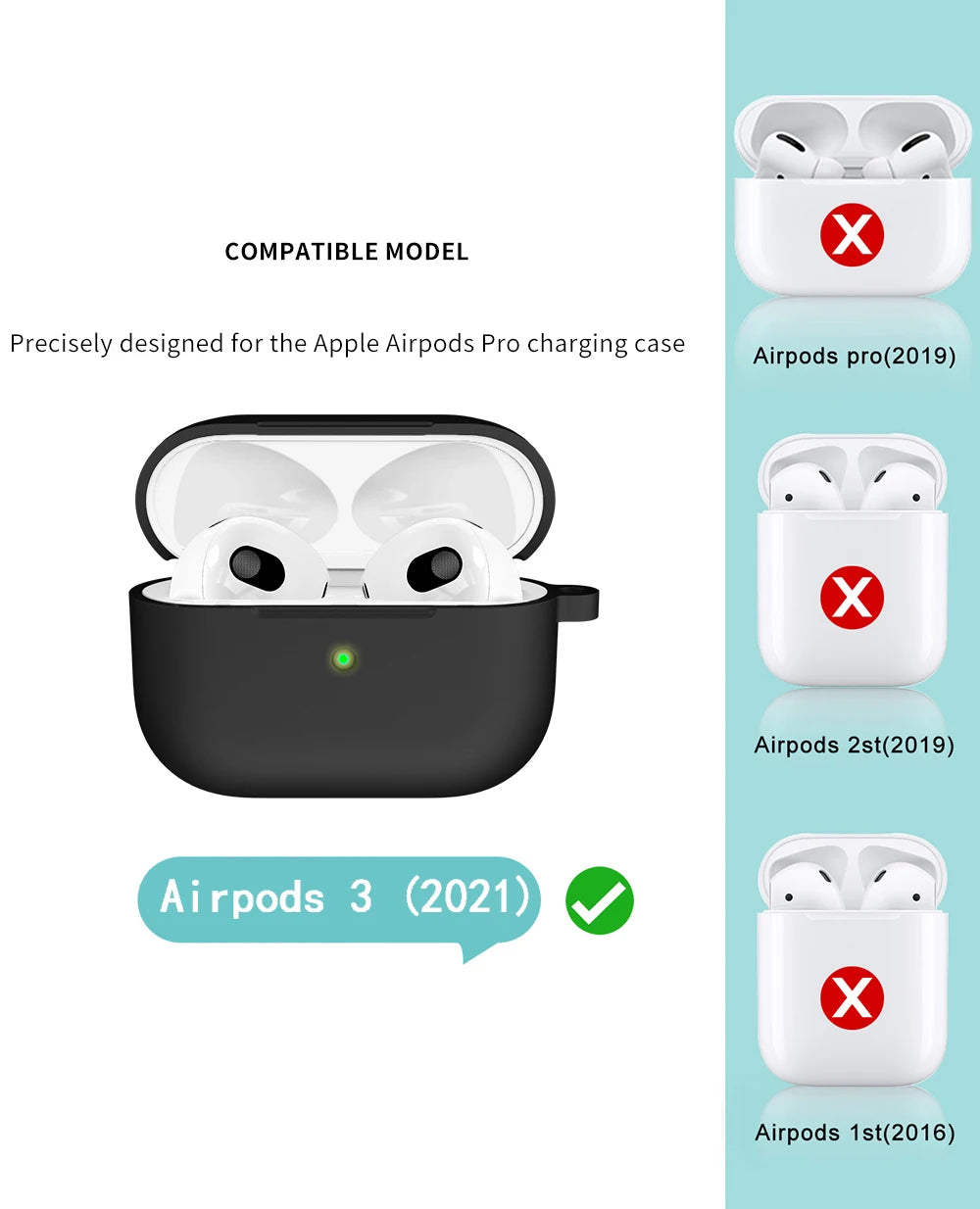 Origin Soft Silicone For Apple Airpods 3 Protective Case Bluetooth Wireless Earphones Cover Shell for Air Pods 3rd gen With Hook