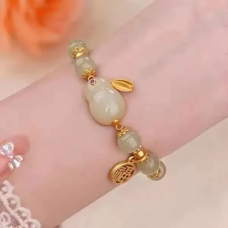1pc Beauty Jade Rabbit Bracelet for Women Girls Rich Rabbit Small Rabbit Niche Design Charm Bracelets Friend Gift Jewelry