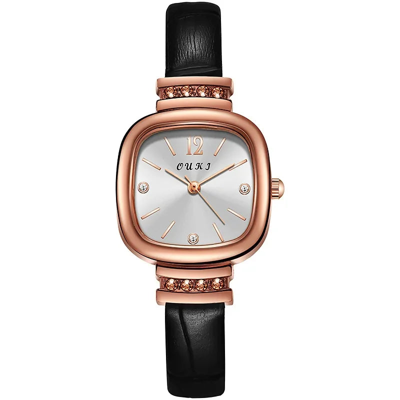 Small Square Watch with Rhinestones for Women Simple Casual Fashion Small Green Quartz Watch Ladies Wrist Watches Reloj Mujer