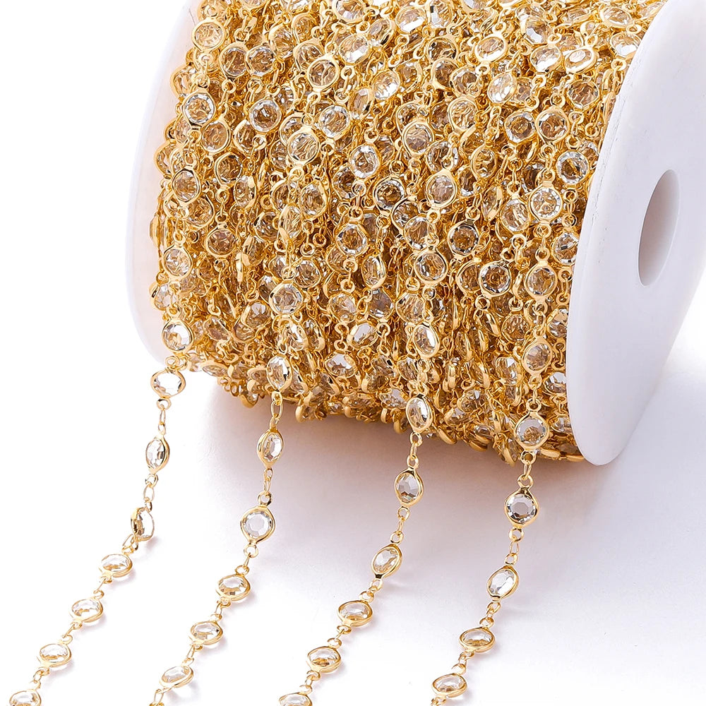 1Meter Colorful Glass Crystal Beads Chain Copper Chains For Necklace Bracelet Jewelry Making DIY Components Accessories