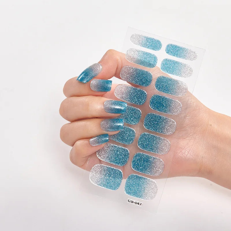 Baking Free Nail Stickers Wholesale Gradient glitter Nail Stickers Simple Waterproof Nail Sticker Full Color Solid Color Sticker