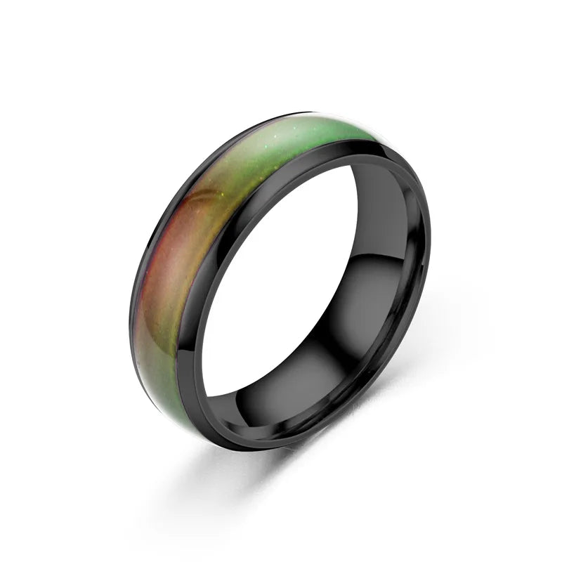 5 Colors Stainless Steel Changing Color Rings Mood Emotion Feeling Temperature Ring for Women Men Couples Ring Tone Jewelry Gift