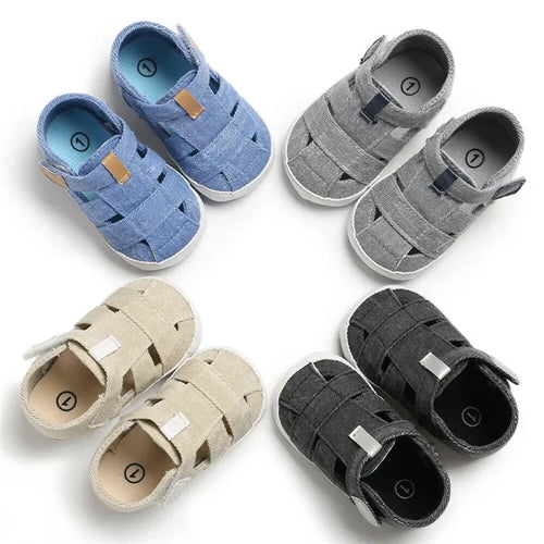 0-24montsh Infant Boys Canvas Shoes Moccasins Child Sandals Boys Summer Sandals Sneakers For Baby Boys Solid Black Sandals