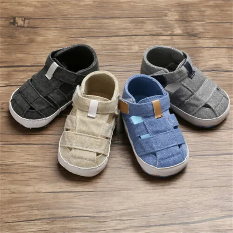 0-24montsh Infant Boys Canvas Shoes Moccasins Child Sandals Boys Summer Sandals Sneakers For Baby Boys Solid Black Sandals