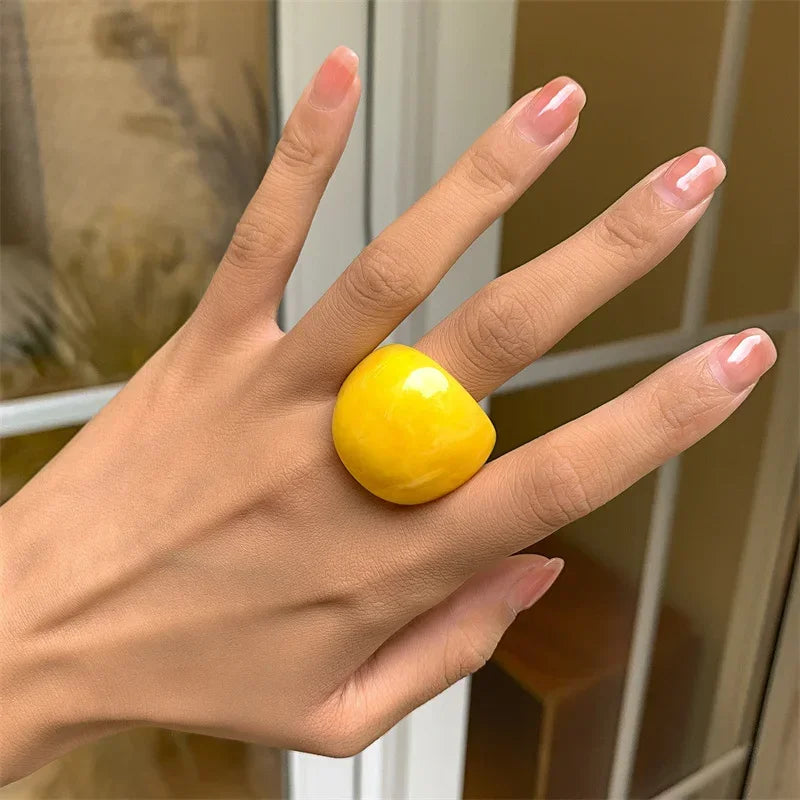 Classic Candy Color Acrylic Ring Exaggerated Geometric Rings Gothic Y2k Jewelry Wholesale Women's Fashion Accessories 반지