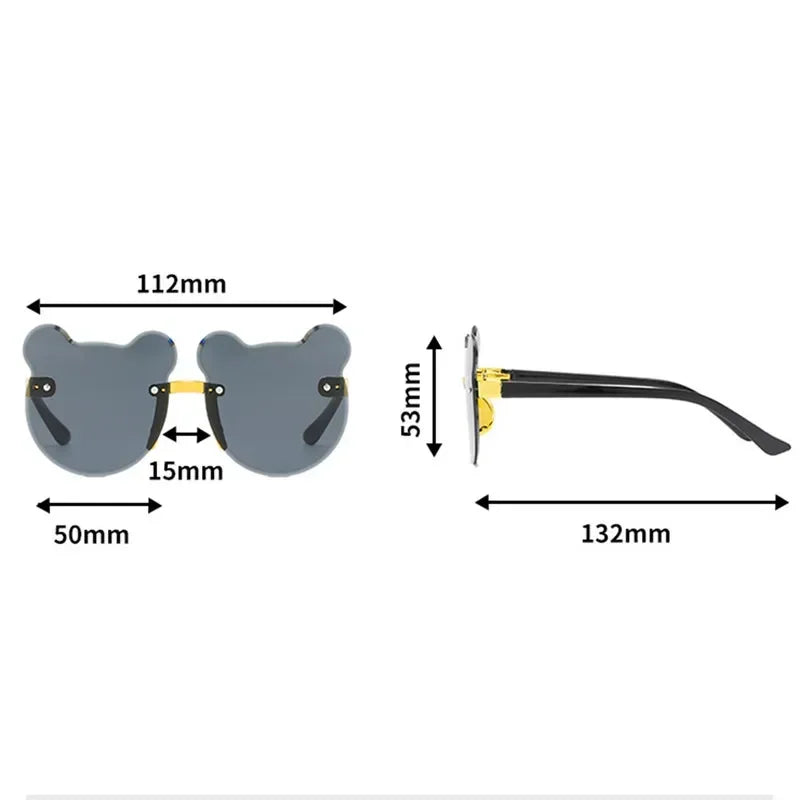 Fashionable New Outdoor Travel Skiing Sunglasses Cartoon Bear Sunglassess for Boy Girl Children Rimless Casual Sunglasses UV400