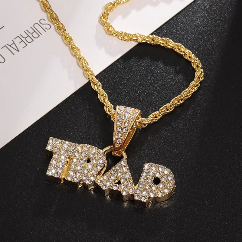 Hip Hop Ice Out Angel Wings Money Bag Pendant Necklace Suitable for Men\\\\\\\'s Fashion Personalized Rock Rap Jewelry Gift
