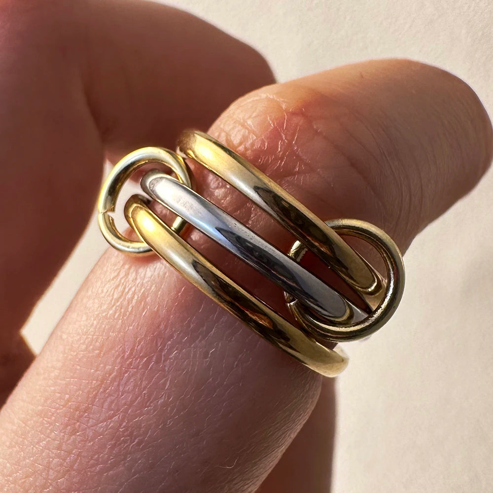 Simple Two-color Interlocked Stackable Rings For Women Minimalist Stainless Steel Three-pieces Spinelli Kilcollin Ring Jewelry