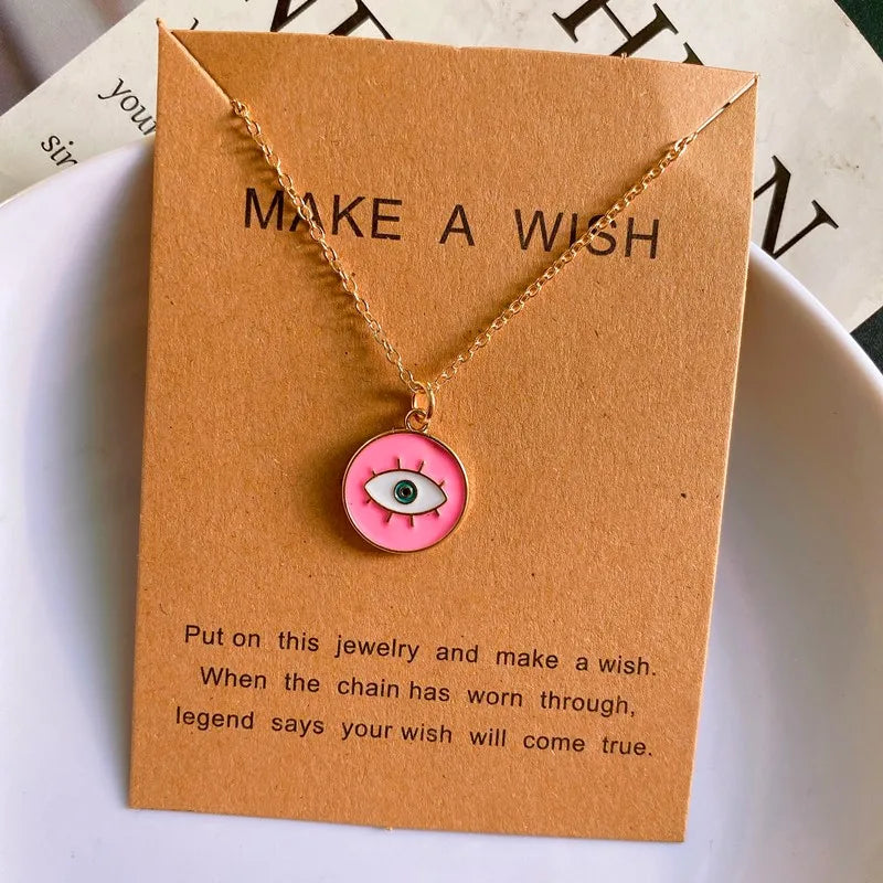 Color Turkey Eye Pendant Necklace for Women Men Fashion Luck Pendant Neck Jewelry Gift for Friend Wholesale