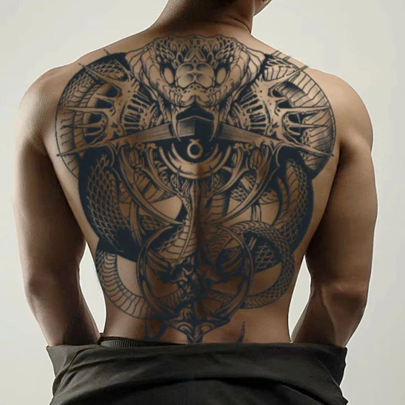 Angel Wings God Tattoo Stickers Realistic Juice Ink Semi Permanent Full Back Body Tattoo Temporary Lasting 2 Weeks Men Adult