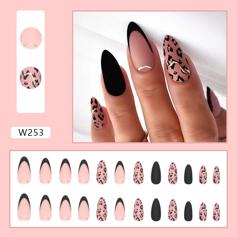 Sweet French 24 Pcs Press on Nails Pink Gradient Fake Nails Glossy Artificial Finger Manicure Reusable False Nails for Women