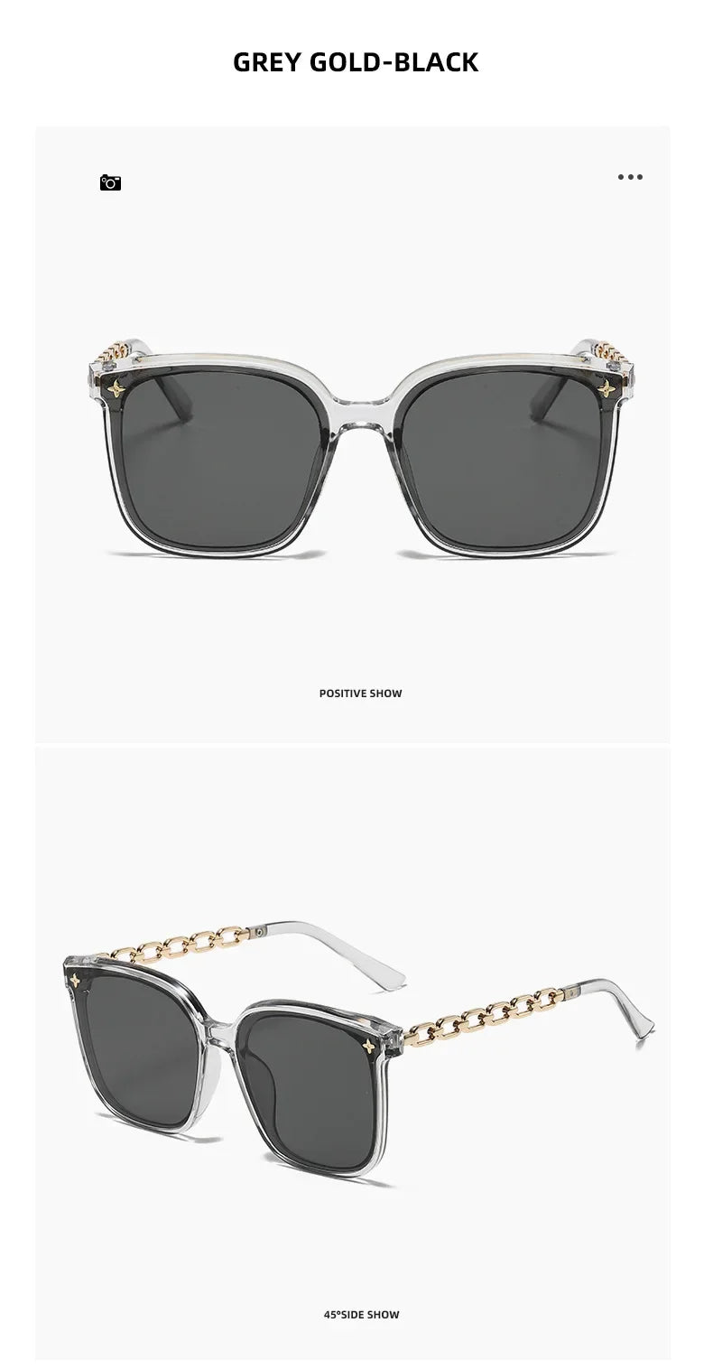 Square Sunglasses for Woman 2023 Vintage Big Frame Black Mirror Sun Glasses Shading Polarizer Sexy Female Travel Eyewear Uv400