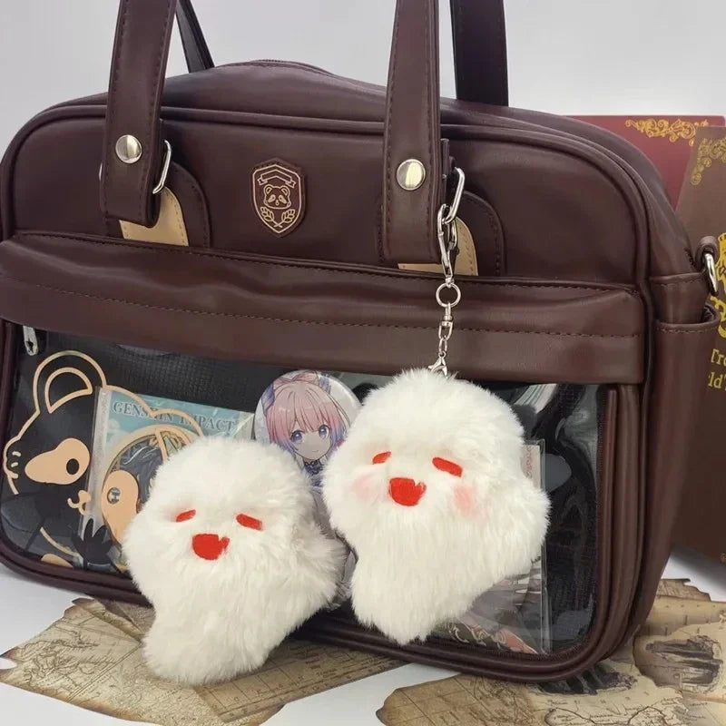 Game Genshin Hu Tao Ghost Cosplay Keychain Cute Plush Stuffed Doll Key Chain Fluffy Soft Pendant Keyring Bag Accessories