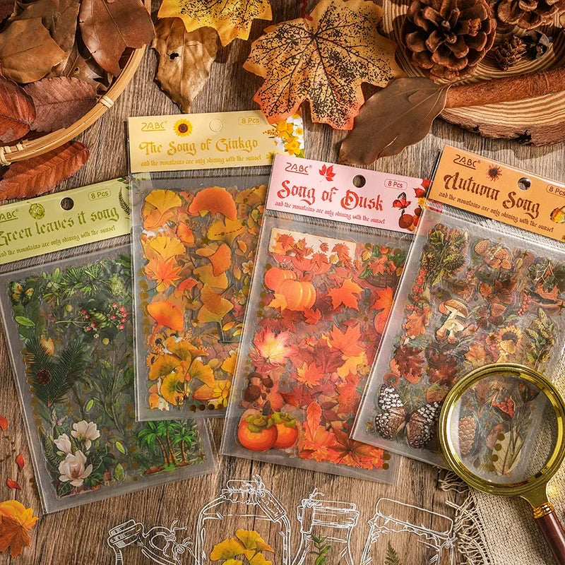 1pack Transparent Flowers Plants PET Decorative Stickers Diary Scrapbooking Material Deco Album Stationery Stickers