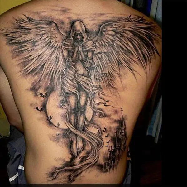 Lasting Angel Fake Tattoo Full Back Traditional Art Tattoo Sticker Punk Snake Temporary Tattoos Waterproof Tatuajes Temporales