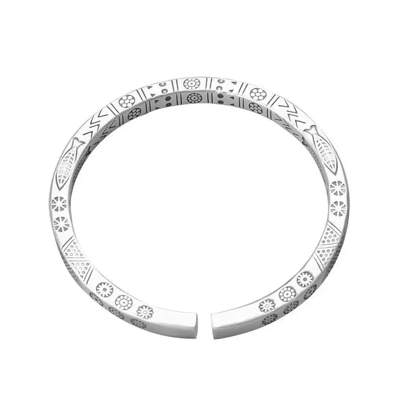 Silver-Plated Moebius Cuff Bangles Engraved Fish Elephant Totem Infinite Loop Bracelet Men's Twisted Armband Cuff Jewelry Gift