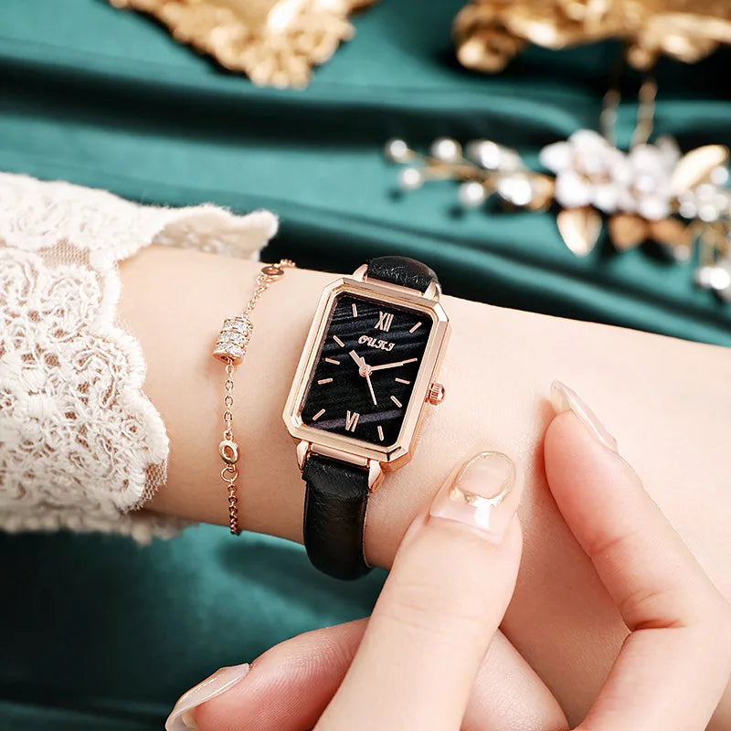 Small Square Watch with Rhinestones for Women Simple Casual Fashion Small Green Quartz Watch Ladies Wrist Watches Reloj Mujer
