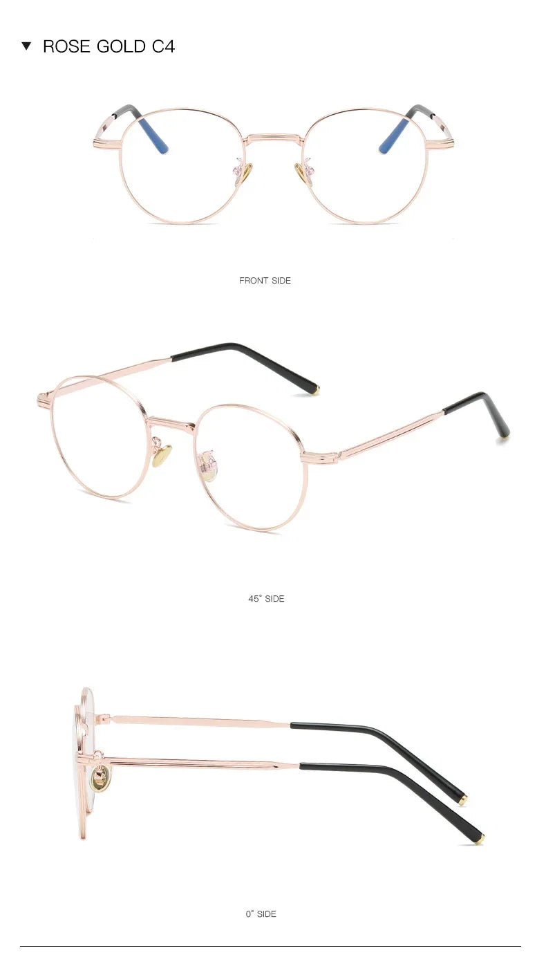 Metal Round Anti Blue Light Glasses Women Men Classic Trend Eyeglasses Frames Transparent Computer Glasses Oculos Feminino