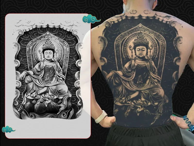 Angel Wings God Tattoo Stickers Realistic Juice Ink Semi Permanent Full Back Body Tattoo Temporary Lasting 2 Weeks Men Adult