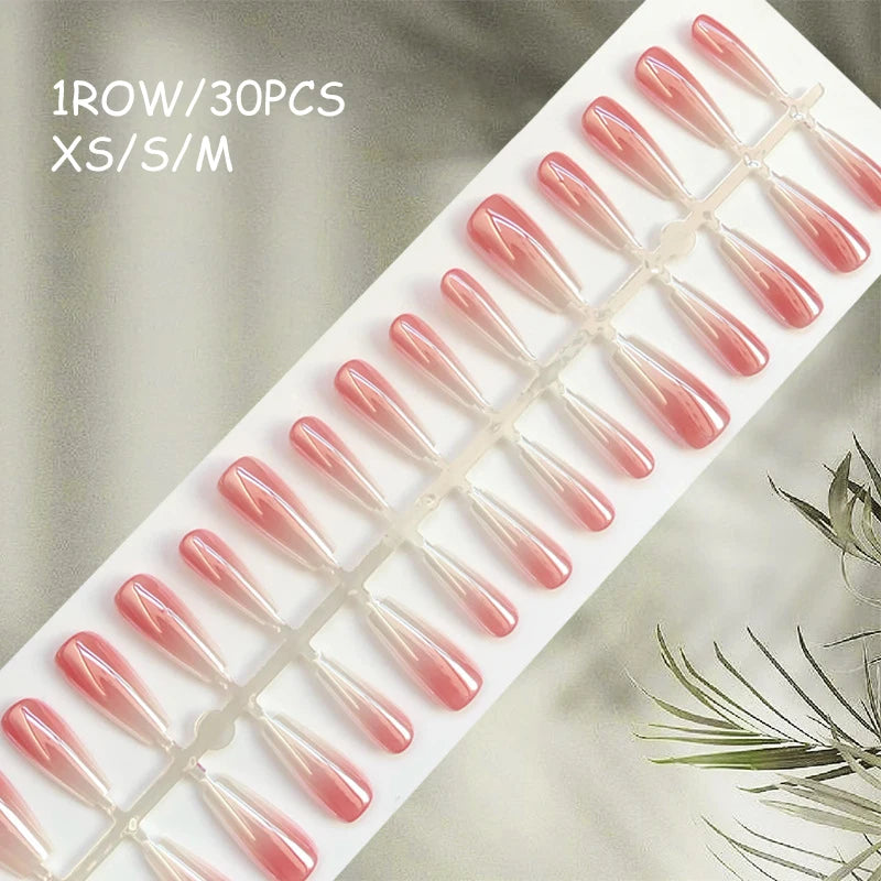 30pcs Gradient Fake Nails French Blush Nude Nail Waterproof Faux Medium Coffin False Nails Fingernails Press On Nails Tips  Mani
