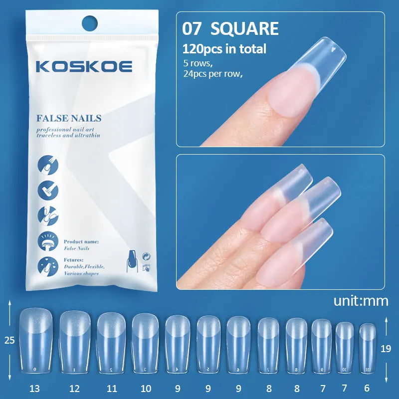 120PCS Matte Fake Nails Capsules Almond Coffin T Shape Full Cover False Nails Frosted Artificial Nail Soft Gel Tips Manicure Nai