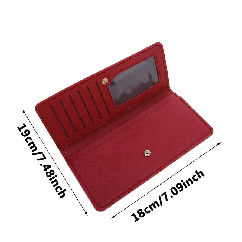 PU Leather Long Women Thin Wallets Large Capacity Female Coin Purses Hasp Clutch ID Credit Multi-Card Holder Money Bag Clip