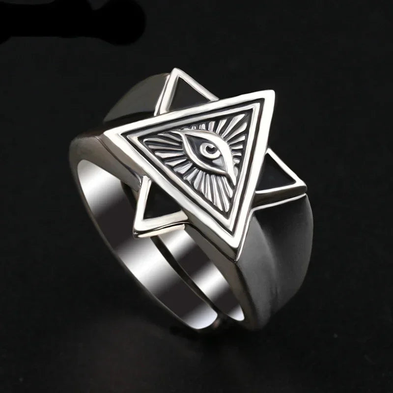 Egyptian Eye of Horus Open Ring Retro Pharaoh Totem Adjustable Ring Men\'s Hip Hop Punk Trend Amulet Jewelry