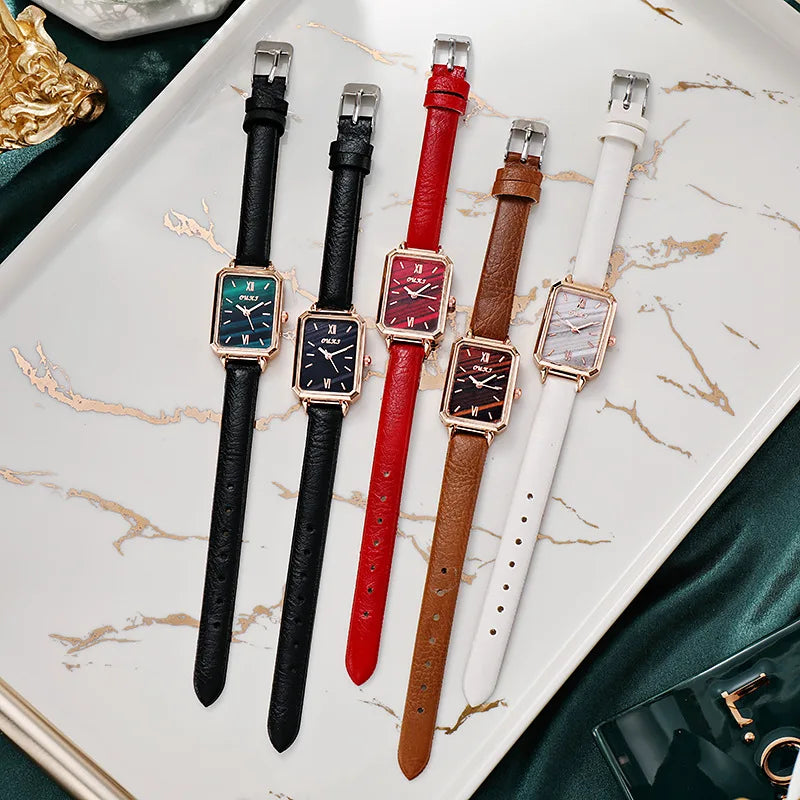 Small Square Watch with Rhinestones for Women Simple Casual Fashion Small Green Quartz Watch Ladies Wrist Watches Reloj Mujer
