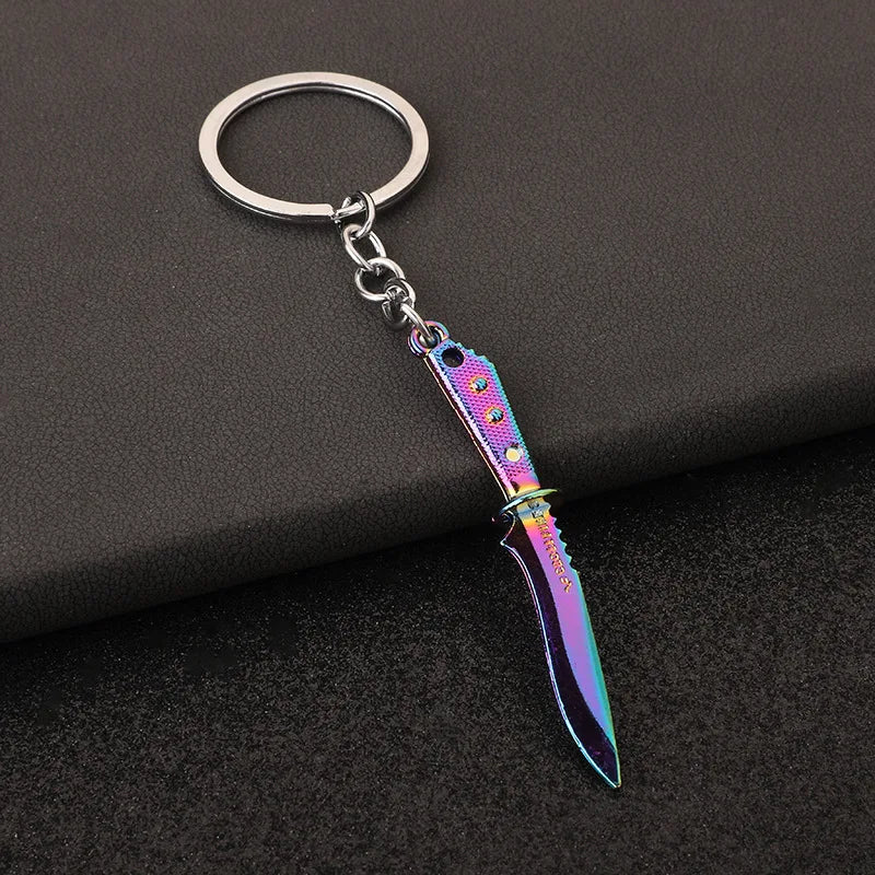 Metal Claw Knife Key Ring Gun Black Chain Color Tactical Dagger Key Chain Pendant Men's Car Ornaments Military Enthusiasts Gift